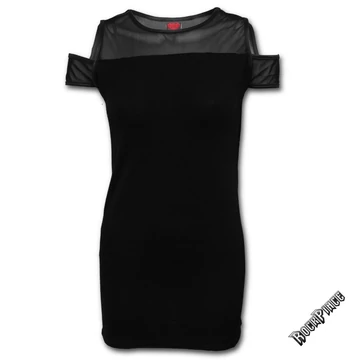 GOTHIC ELEGANCE - Drop Sleeve Piped Dress Black (Plain) - P001F123