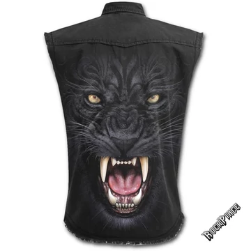 TRIBAL PANTHER - Sleeveless Stone Washed Worker Black (Plain) - T143M602