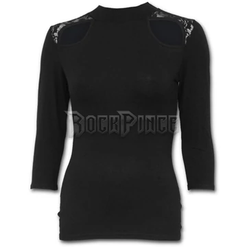 GOTHIC ELEGANCE - Lace Shoulder 3/4 Sleeve Top (Plain) - P001F464