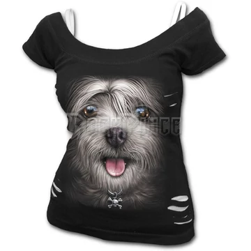 MISTY EYES - 2in1 White Ripped Top Black (Plain) - F038F710