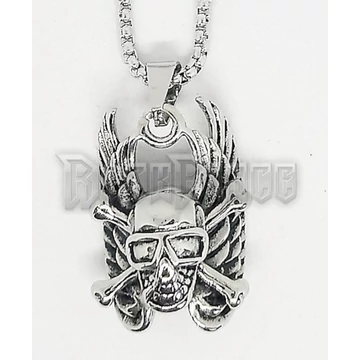 Biker Winged Skull - acél medál