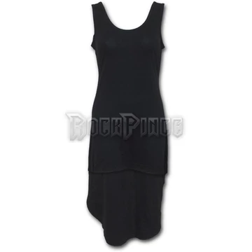 GOTHIC ELEGANCE - Gothic High-Low Hem Dress Black (Plain) - P001F139