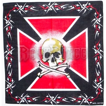 IRON CROSS SKULL - RED - kendő/bandana