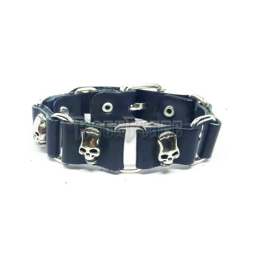 Koponyás bőrkarkötő - 4#BR