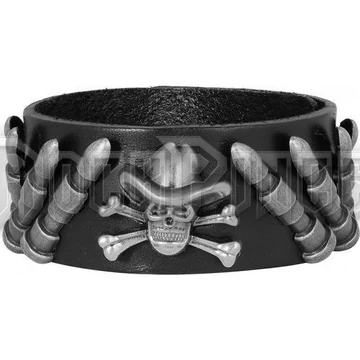 Skull Cowboy Hat with Bullets - bőrkarkötő -38#BR