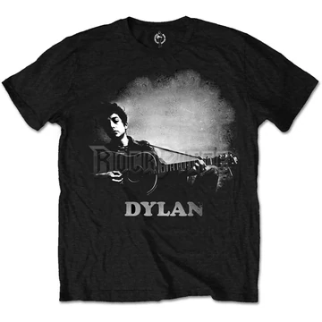Bob Dylan - Guitar &amp; Logo - Unisex Póló - DYLTS01MB