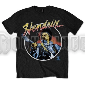 Jimi Hendrix - Script Circle - Unisex Póló - JHXTS06MB