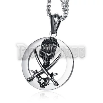Pirate Skull Knife - Acél medál