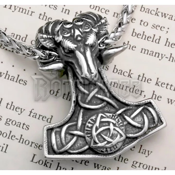 Thor Hammer Goat Rune Amulet - acél medál