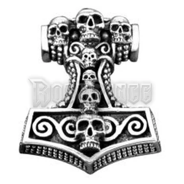 Thor Hammer Skulls Pendant - acél medál