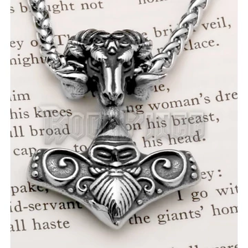 Thor's Hammer Ram Goat Head Odin - acél medál