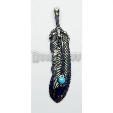 Turquoise Stone Eagle Eye Feathers - acél medál