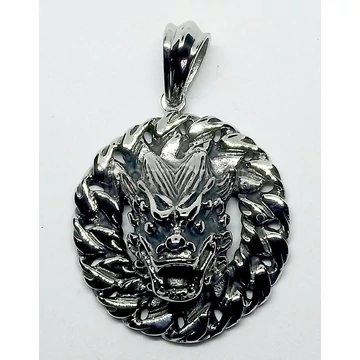 DRAGON HEAD CIRCLE - acél medál