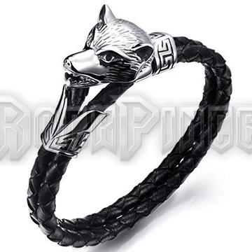 Kétszálú fonott bőrkarkötő - Wolf