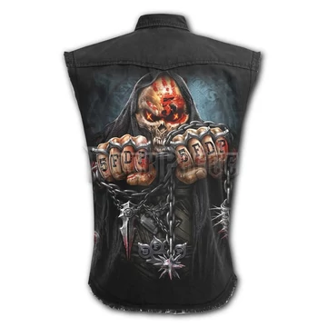 5FDP - GAME OVER - Sleeveless Stone Washed Worker Black (Plain) - G222M602