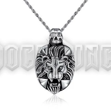 Lion Head with Skull - acél medál