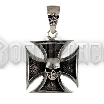 Knight Iron Cross Skull - acél medál