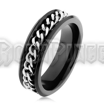 Embedded Chain Link Ring - acél gyűrű