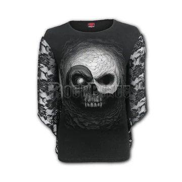 YIN YANG SKULLS - Rose Lace Sleeve Top - M029F474