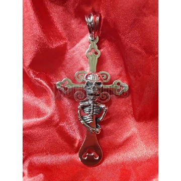 Gothic Cross Skeleton - acél medál
