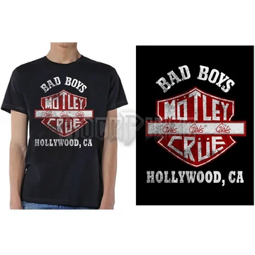 Motley Crue - Bad Boys Shield - Unisex Póló - MOTTEE34MB