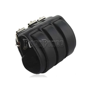 COMMODUS - 3 Buckle Wide Wristband Bracelet - bőr csuklószorító