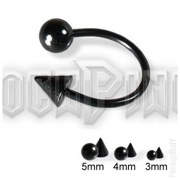 Black steel ball and cone horseshoe ring - piercing