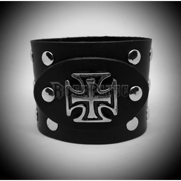 Vaskeresztes szegecselt bőrkarkötő - 80#BR