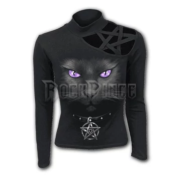 BLACK CAT - Pentagram Shoulder Longsleeve Top - D008F477