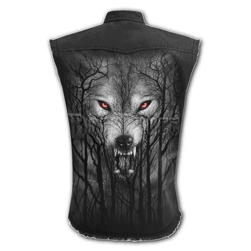 FOREST WOLF - Sleeveless Stone Washed Worker Black (Plain) - E030M602