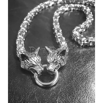 Bizánci acél nyaklánc farkasfej csatokkal