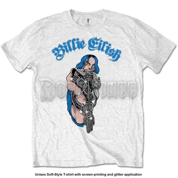 Billie Eilish - Bling Glitter Print - Unisex Póló - BILLIETS01MW