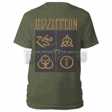 Led Zeppelin - Gold Symbols in Black Square - Unisex Póló - LZTS02MGR