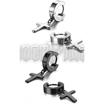 Thick Hoop with Cross - fülbevaló /1 db