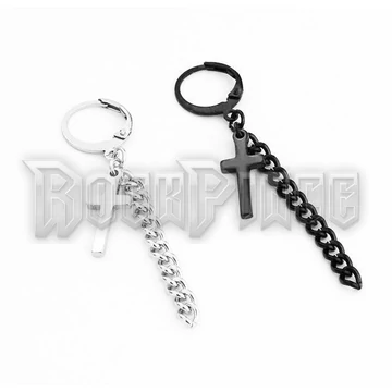 Hoop with Cross and Chain - fülbevaló /1 db