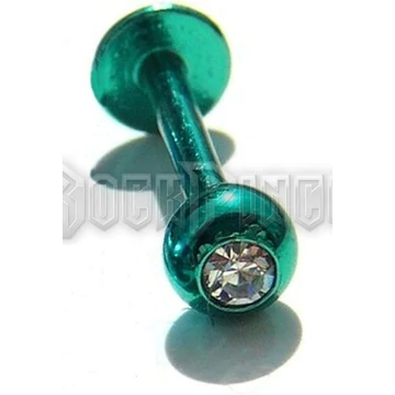 Steel labret with gem ball - piercing / GREEN