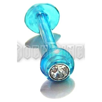 Steel labret with gem ball - piercing / LIGHT BLUE