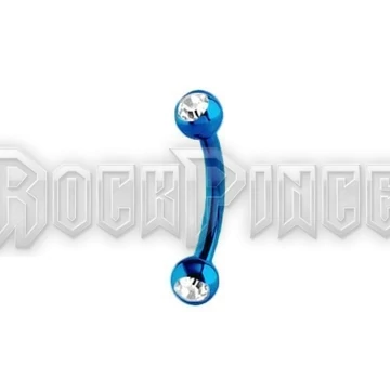 Steel banana with gem ball - piercing / BLUE