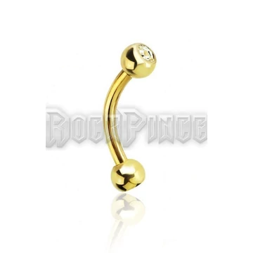 Steel banana with gem ball - piercing / GOLD