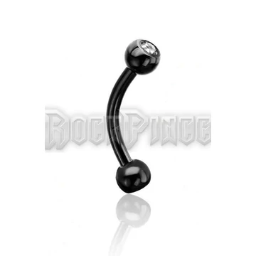 Steel banana with gem ball - piercing / BLACK