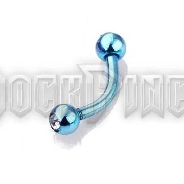 Steel banana with gem ball - piercing / LIGHT BLUE