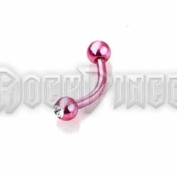 Steel banana with gem ball - piercing / PINK