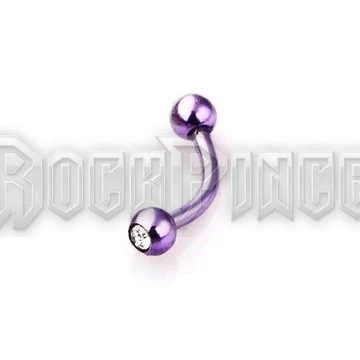 Steel banana with gem ball - piercing / PURPLE