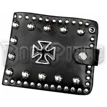 Black Iron Cross - szegecses pénztárca lánccal