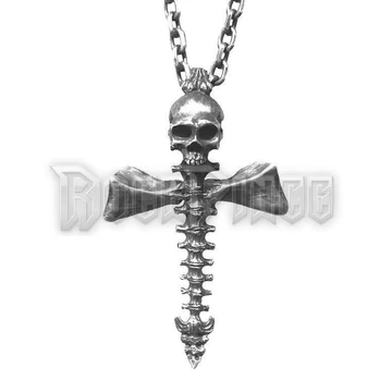 Skull Spine Cross - acél medál