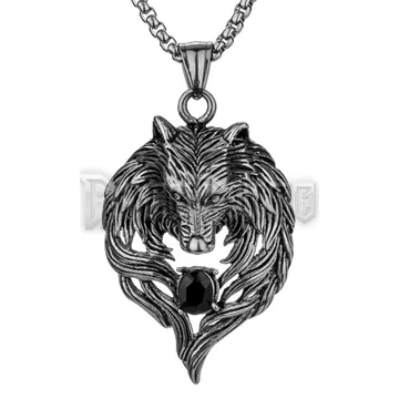 Wolf Black Stone - acél medál