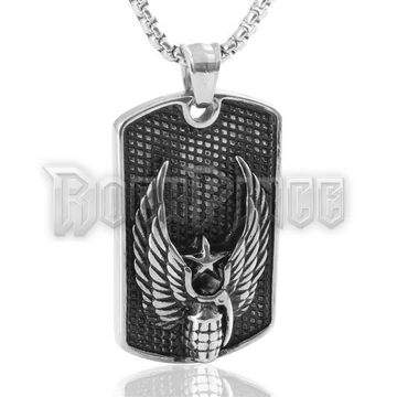 Winged Grenade Dog Tag - acél medál