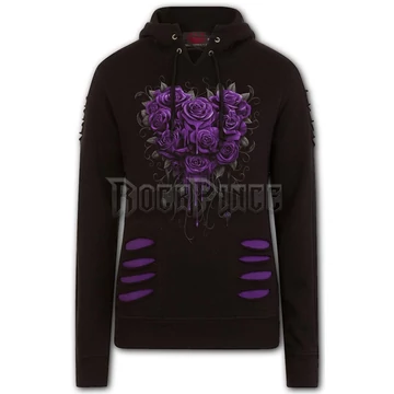 BLEEDING HEART - Large Hood Ripped Hoody Purple-Black (Plain) - K078F274