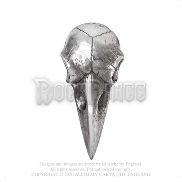 Alchemy - Raven Skull Hand Mirror - Antique Silver - kézi tükör V99S
