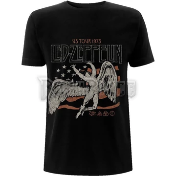 Led Zeppelin - US 1975 Tour Flag - unisex póló - LZTS28MB / PHDLZETSBUS75